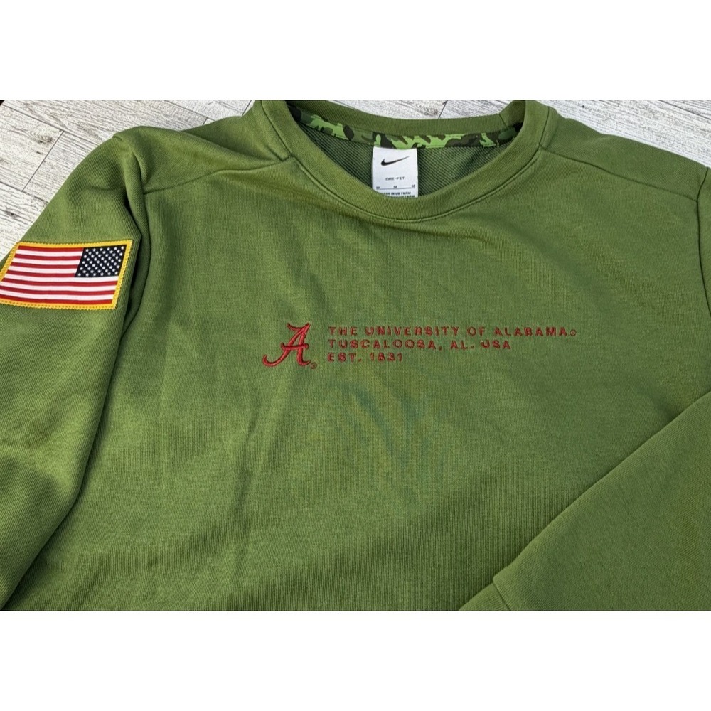 Alabama Crimson Tide Sweatshirt Mens Green USA Flag Nike Dri-FIT Military MEDIUM
